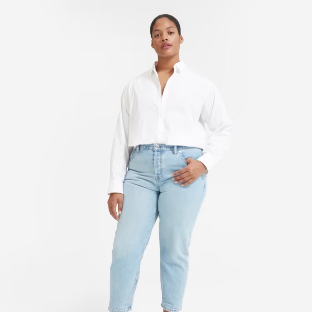 Everlane The Relaxed Poplin Shirt White 100% Cotton Button Down - size 6